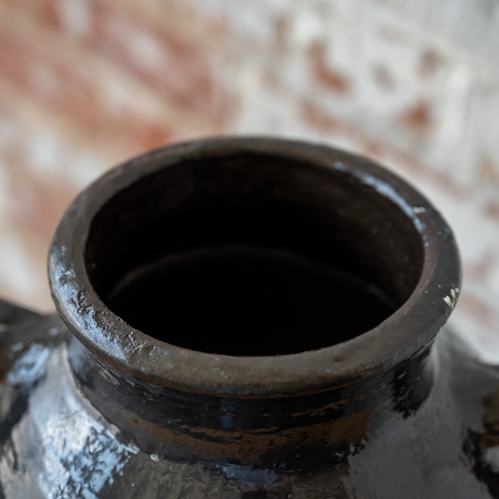 Warrenton Found Clay Jar - large close up of top of jar