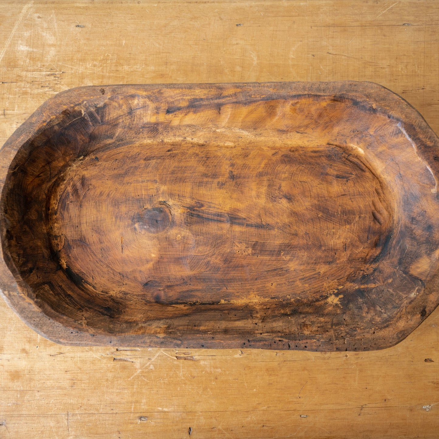 Found Wooden Dough Bowl - Large top view