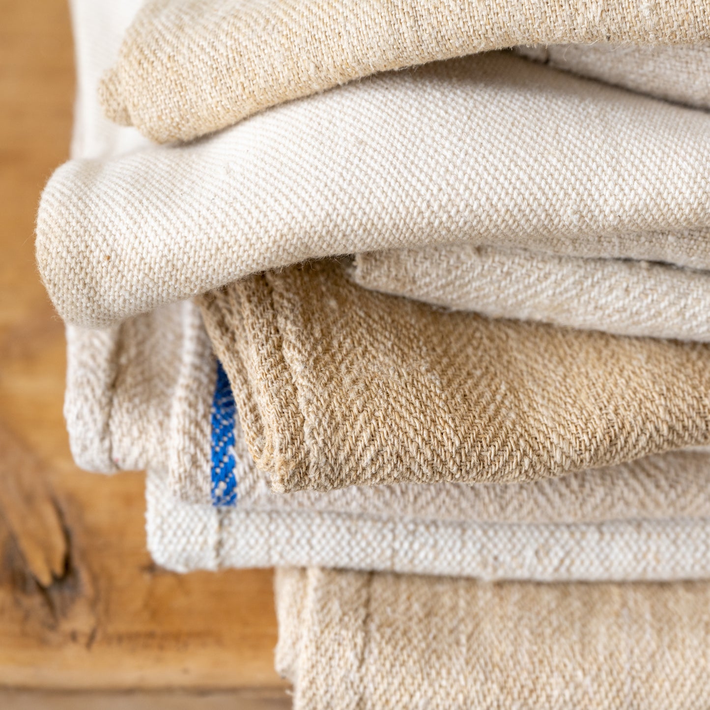 Found Assorted Grain Sacks close up of variations in grain sacks