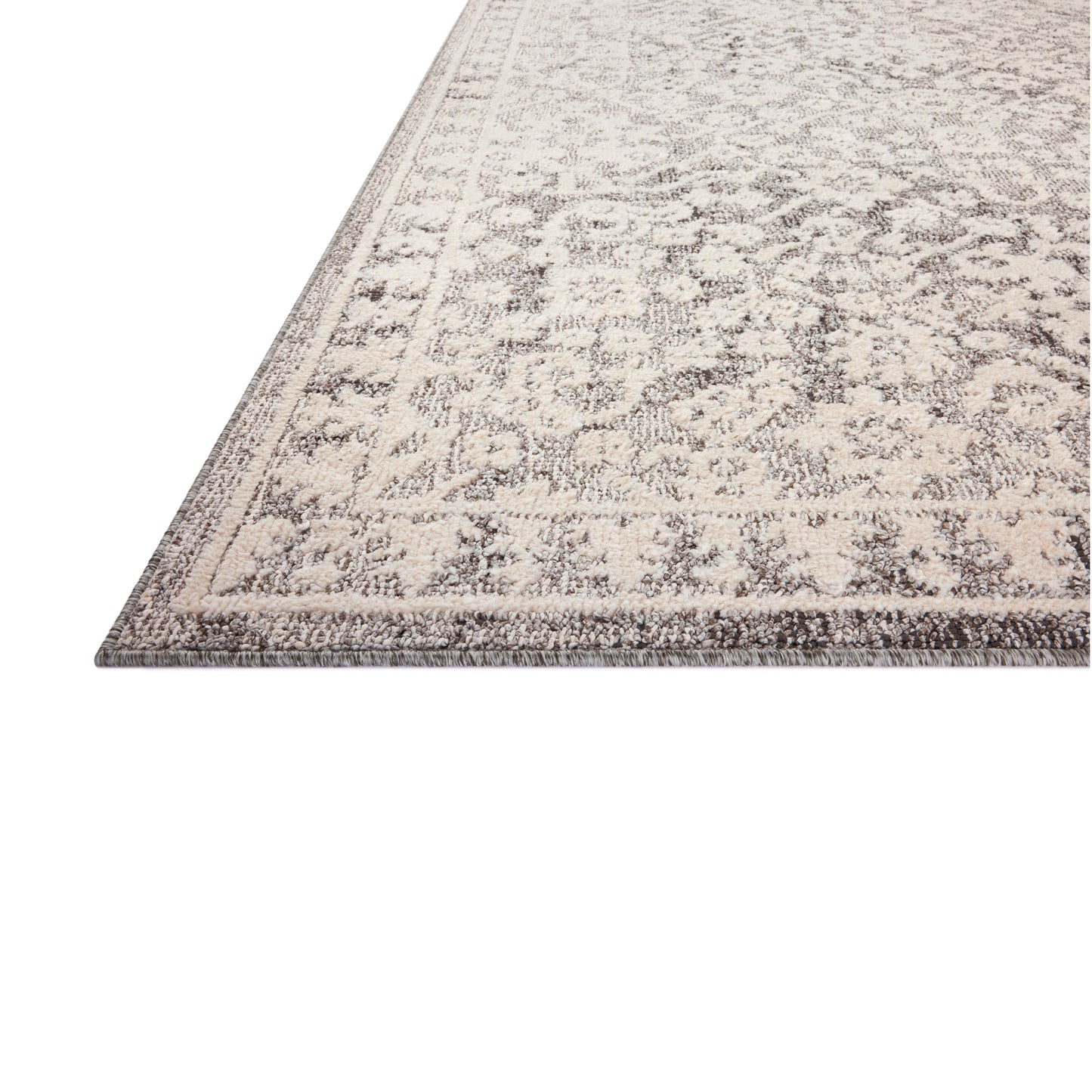 Gigi Grey Ivory Rug close up of corner