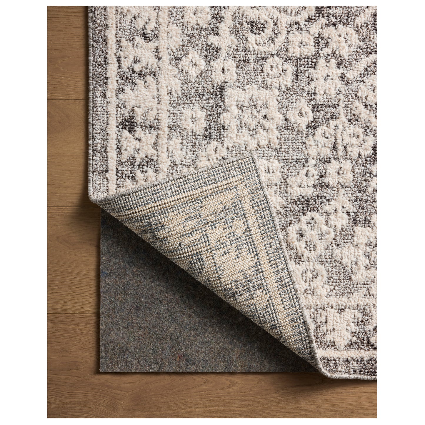 Gigi Grey Ivory Rug corner folded back