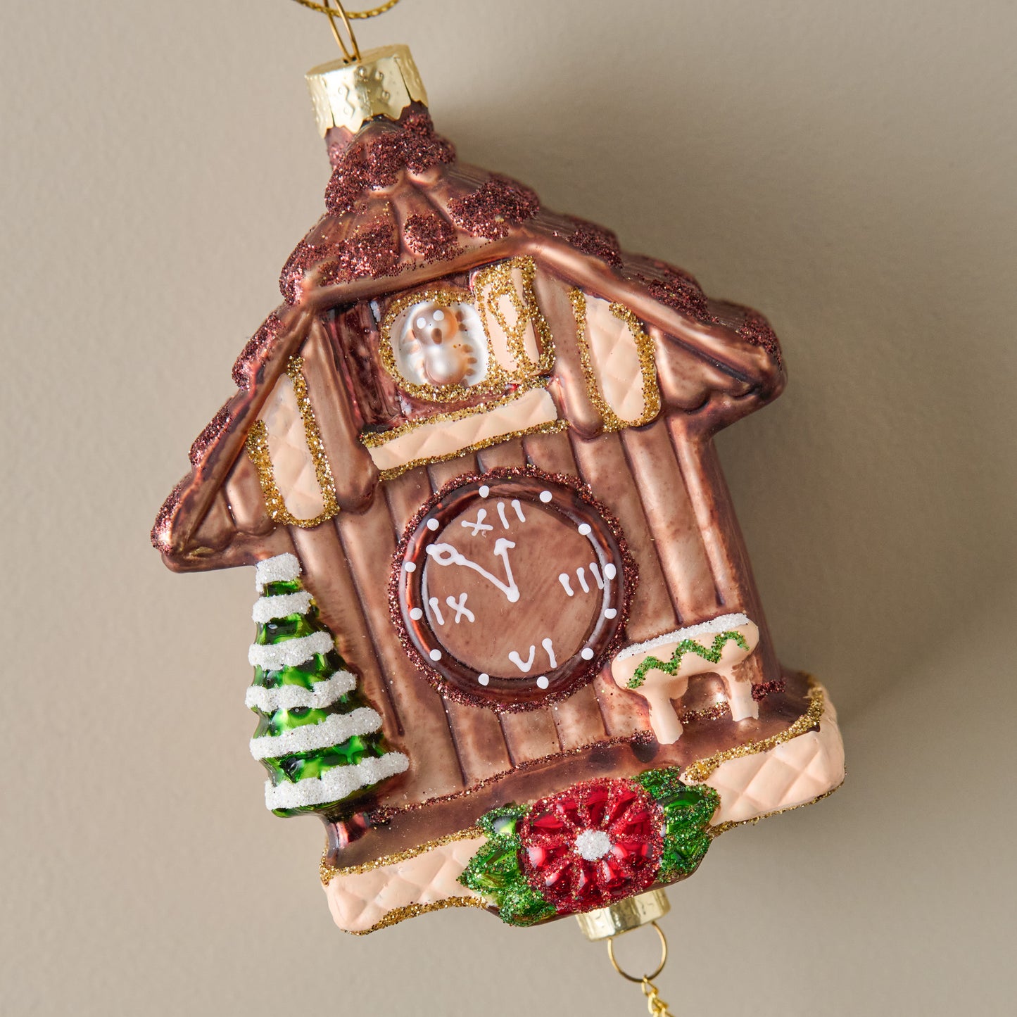 Vintage Cuckoo Clock Ornament top up close