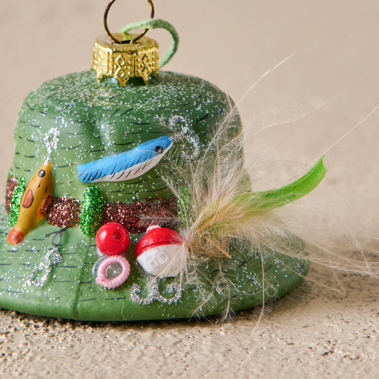 Gone Fishin' Bucket Hat Ornament up close