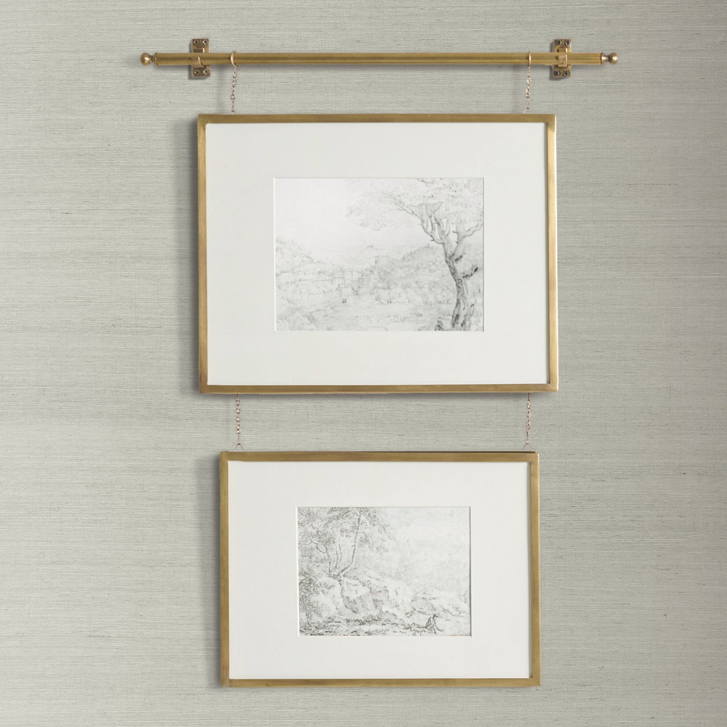 Plain Grass Wallpaper in Grey shown on Wall