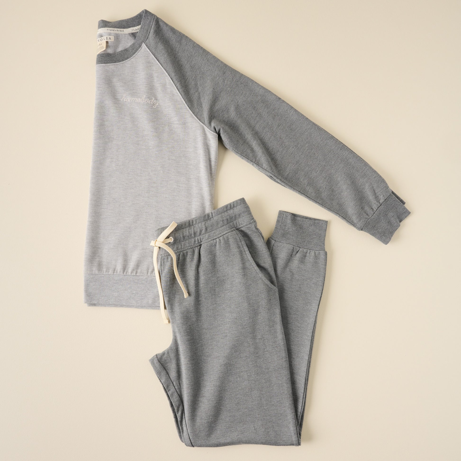 Homebody Grey Colorblocked Crewneck Loungewear Set