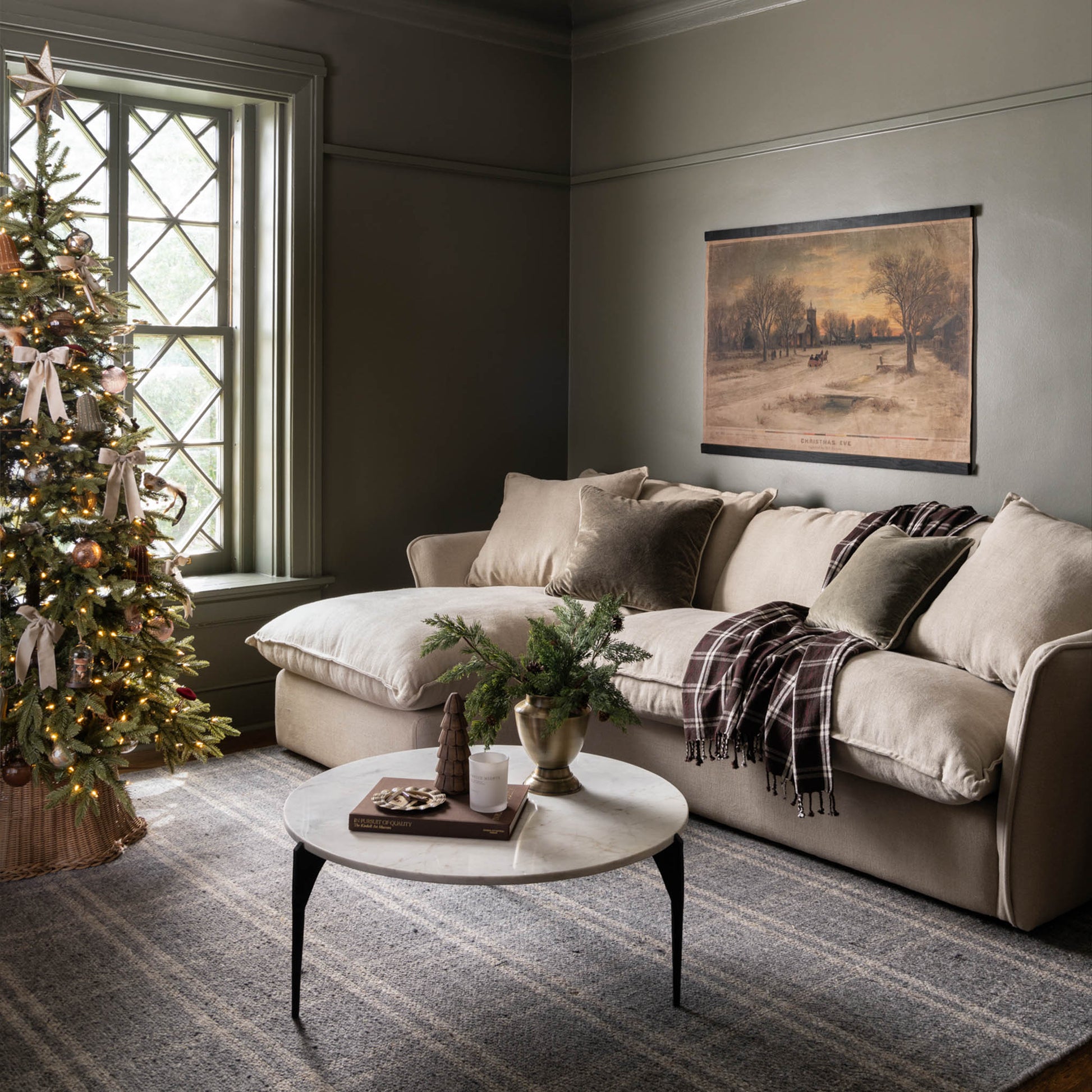 Vintage Christmas Eve Tapestry in a room