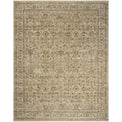 Patterned rug with beige and brown tones on a plain background