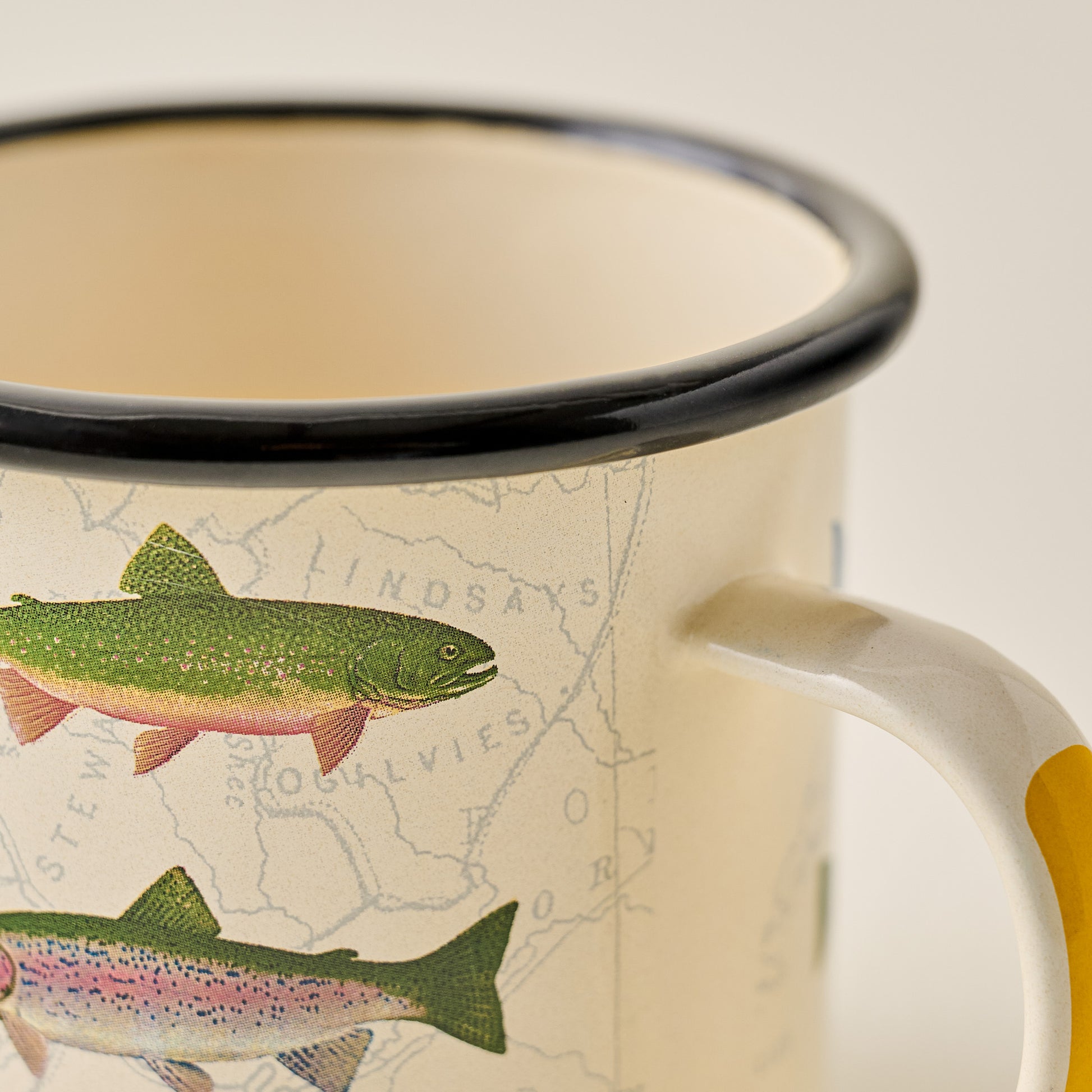 Enamel Fish Mug up close