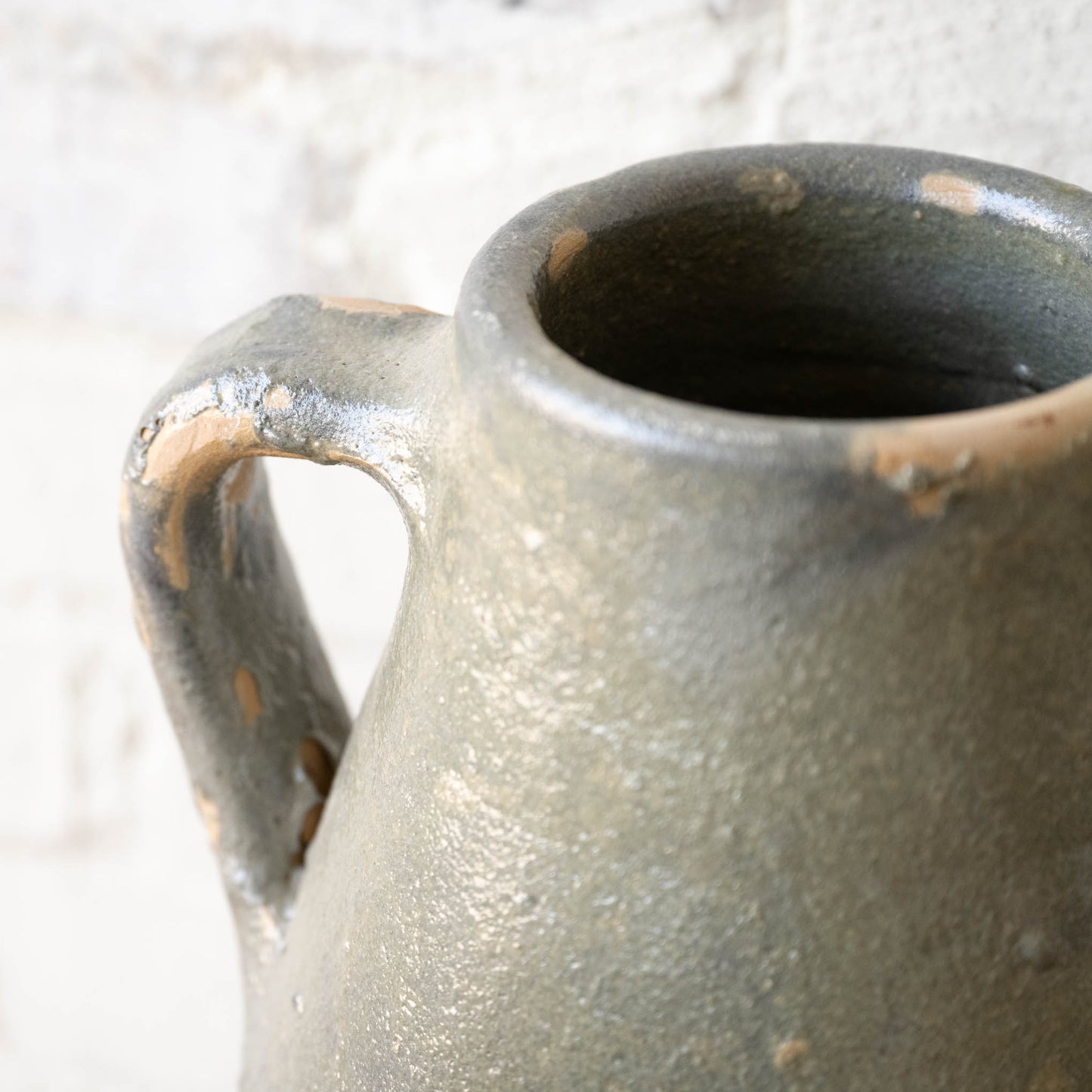 Found Blue Amphora close up of top