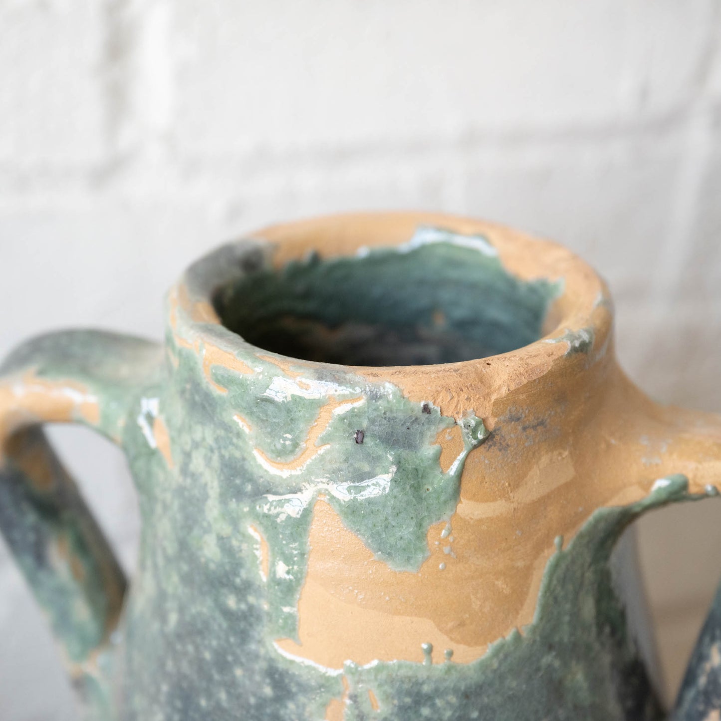 Found Blue Amphora close up of top