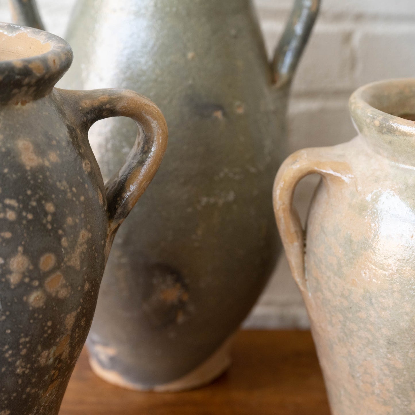 Found Blue Amphora close up of handles