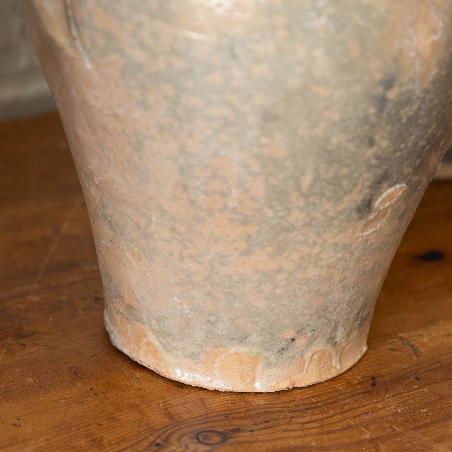 Found Blue Amphora close up of base of pot
