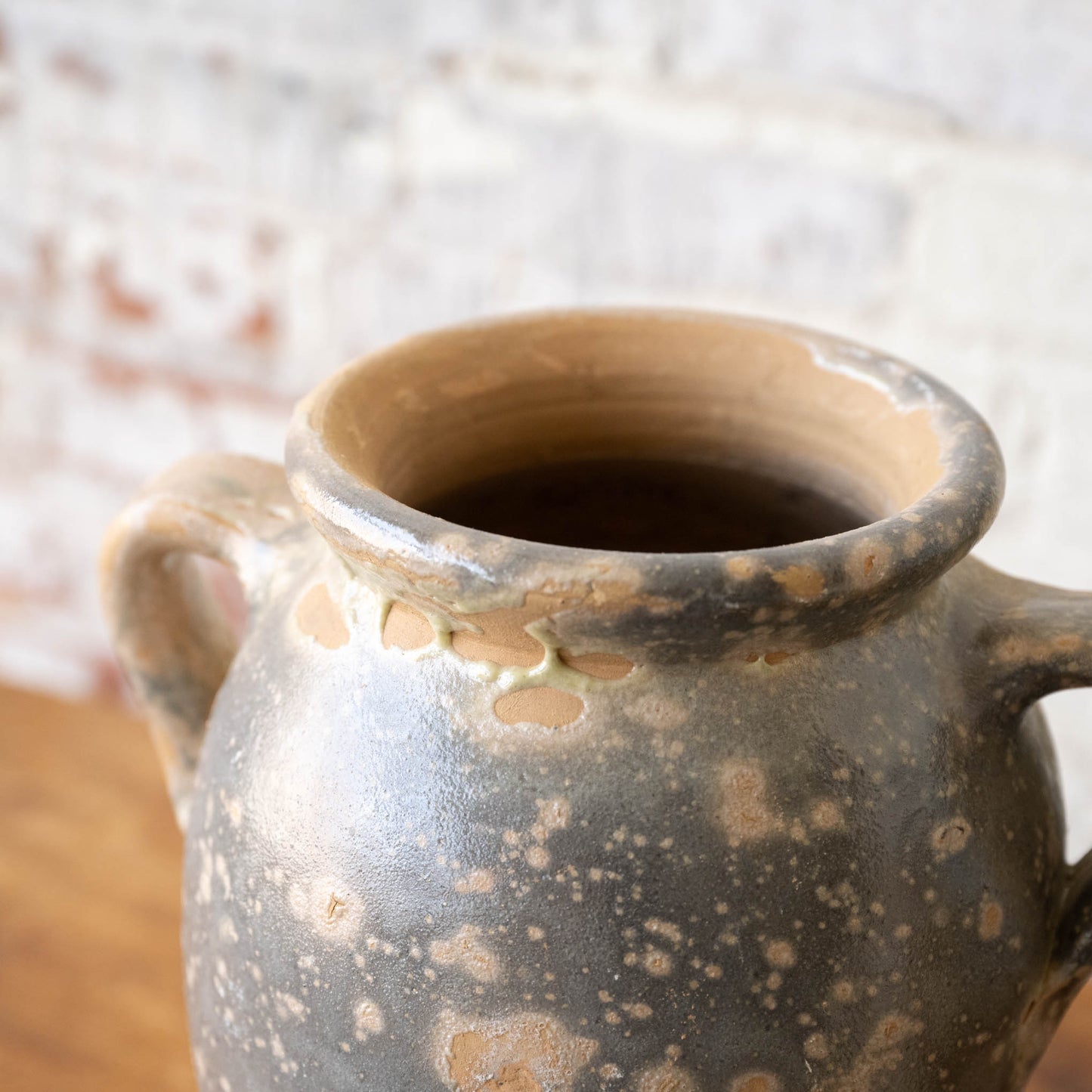 Found Blue Amphora close up of top