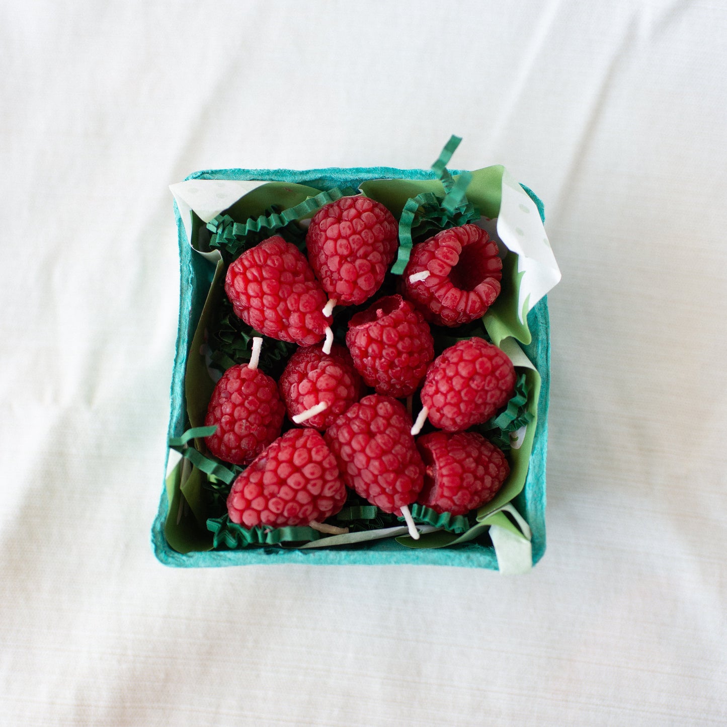 Raspberry Birthday Candle Set of 10 shown from above