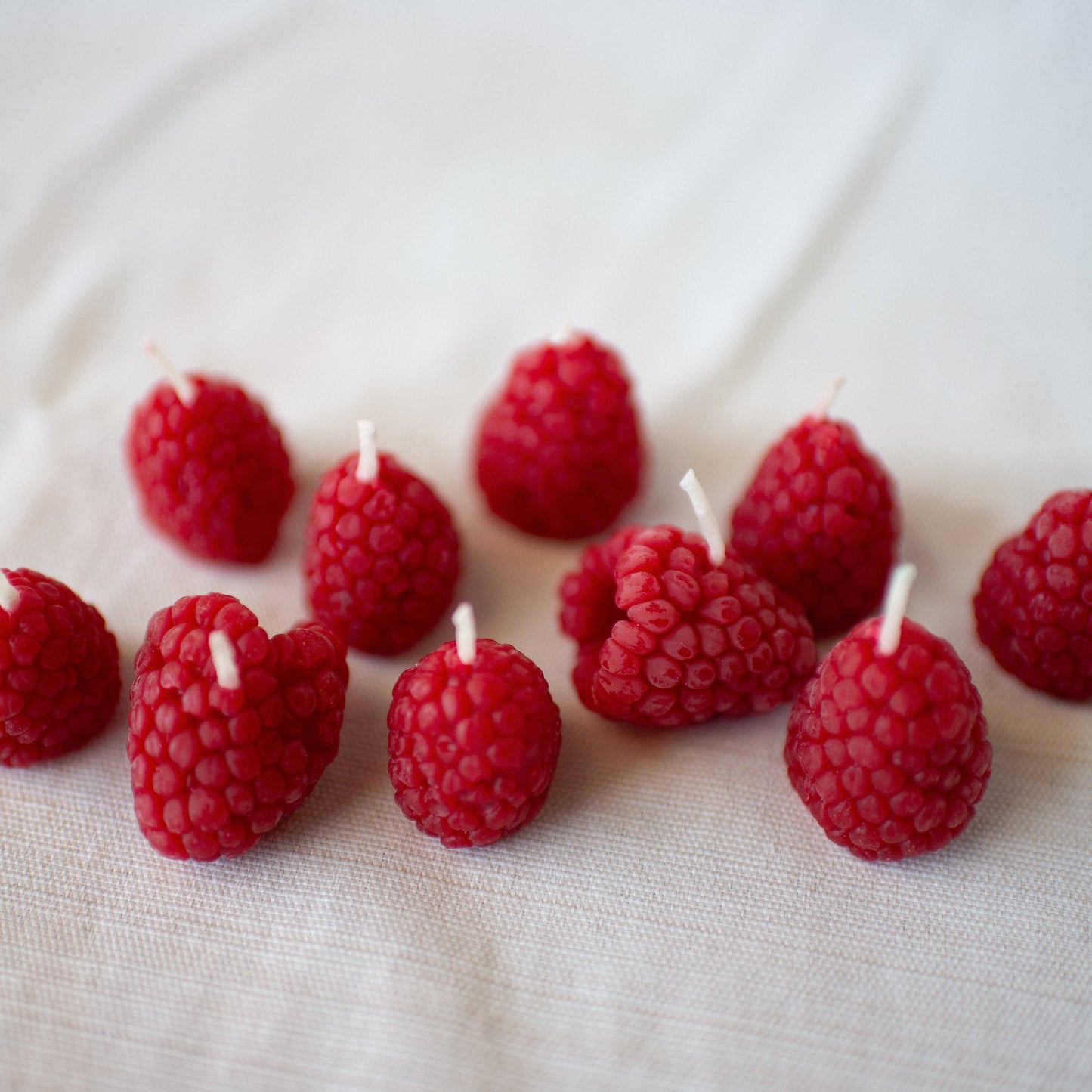 Raspberry Birthday Candle Set of 10 up close