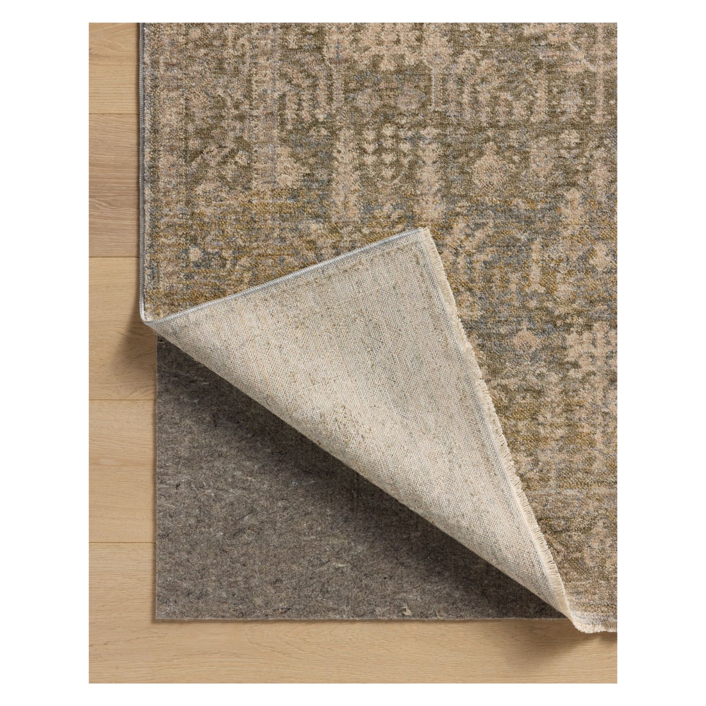 Junie Moss Natural Rug shown flipped up