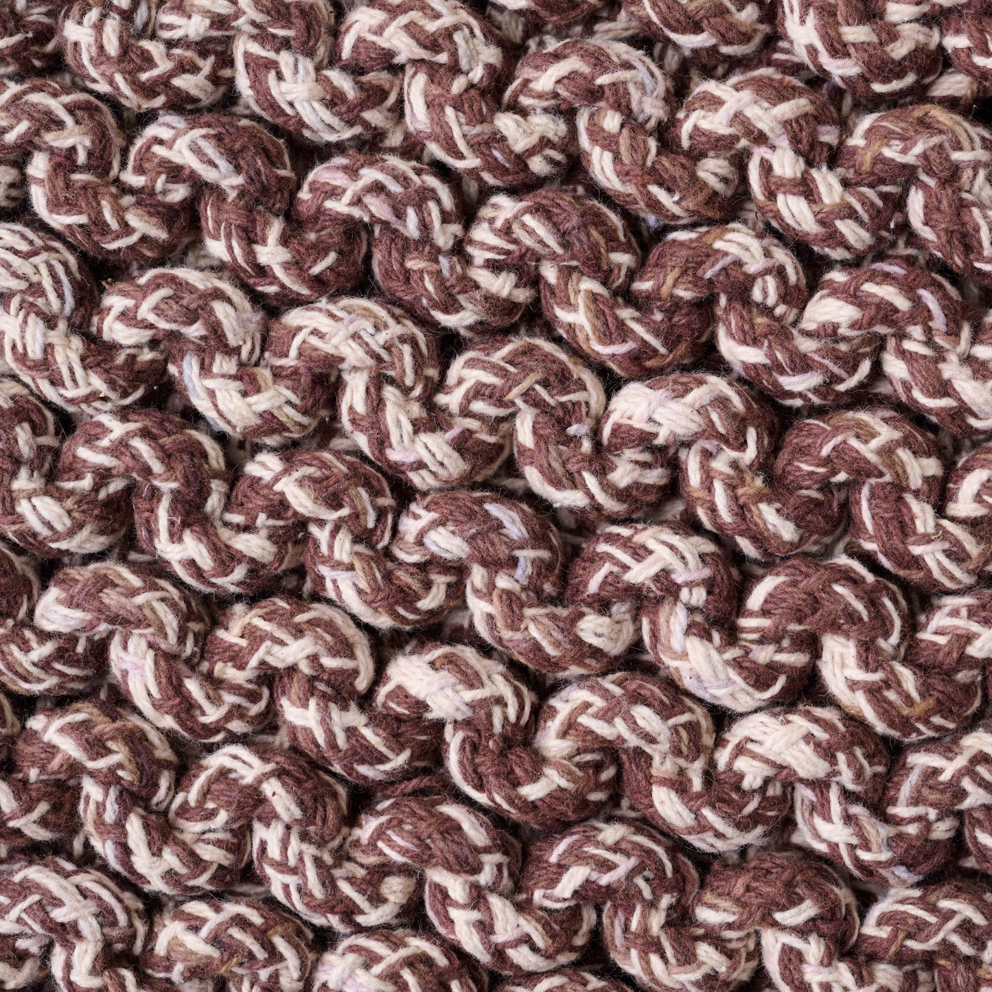 Heathered Hand Crocheted Pot Holder close up of brown stitching