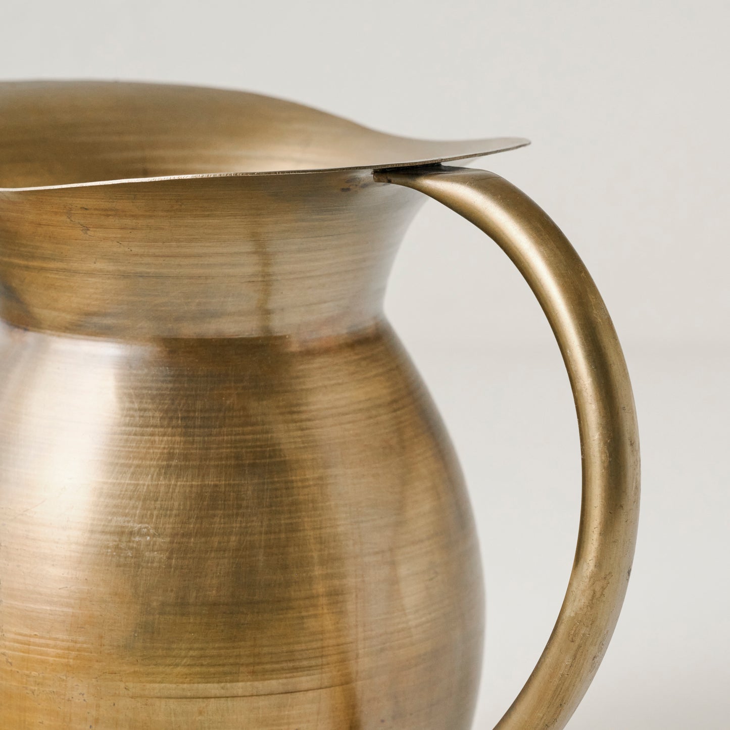 Ruthie Brass Pitcher Vase up close