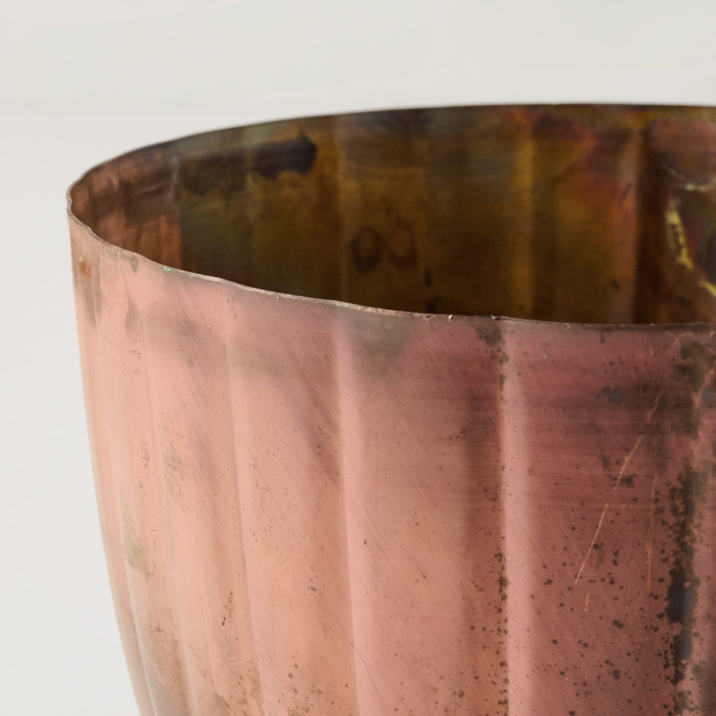 Aged Copper Planter up close