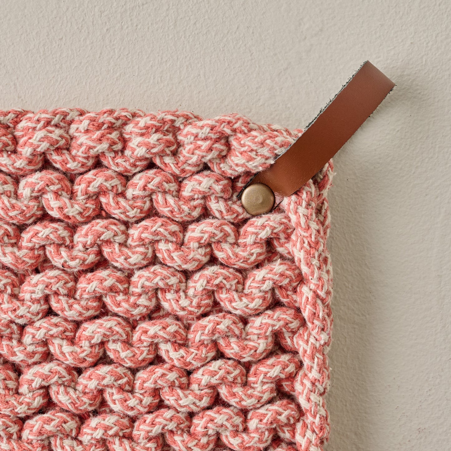 Orange Heathered Hand Crocheted Pot Holder up close