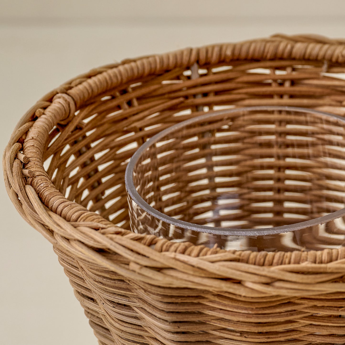 Atlas Woven Rattan Vase inside up close