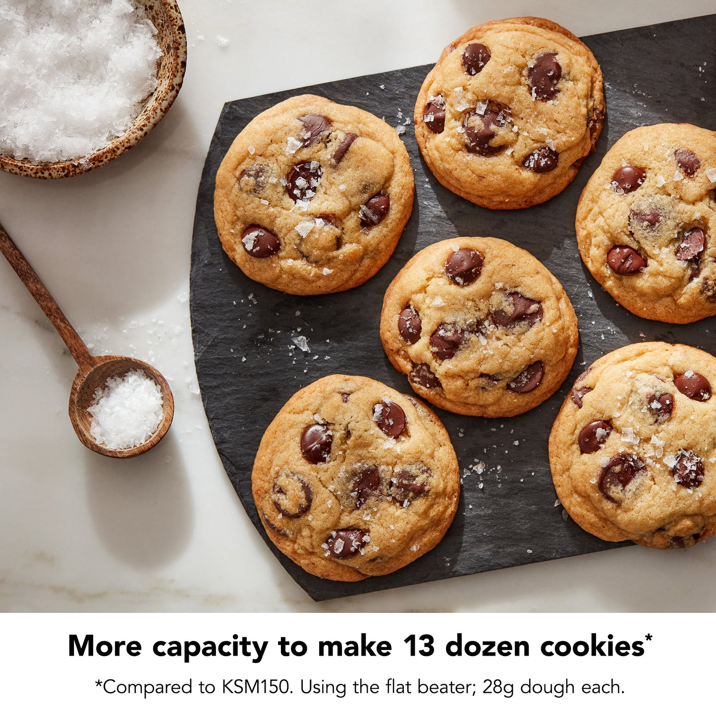 KitchenAid 7 Quart Bowl-Lift Stand Mixer - more capacity to make 13 dozen cookies compared to KSM150. using the flat beater; 28g dough each.
