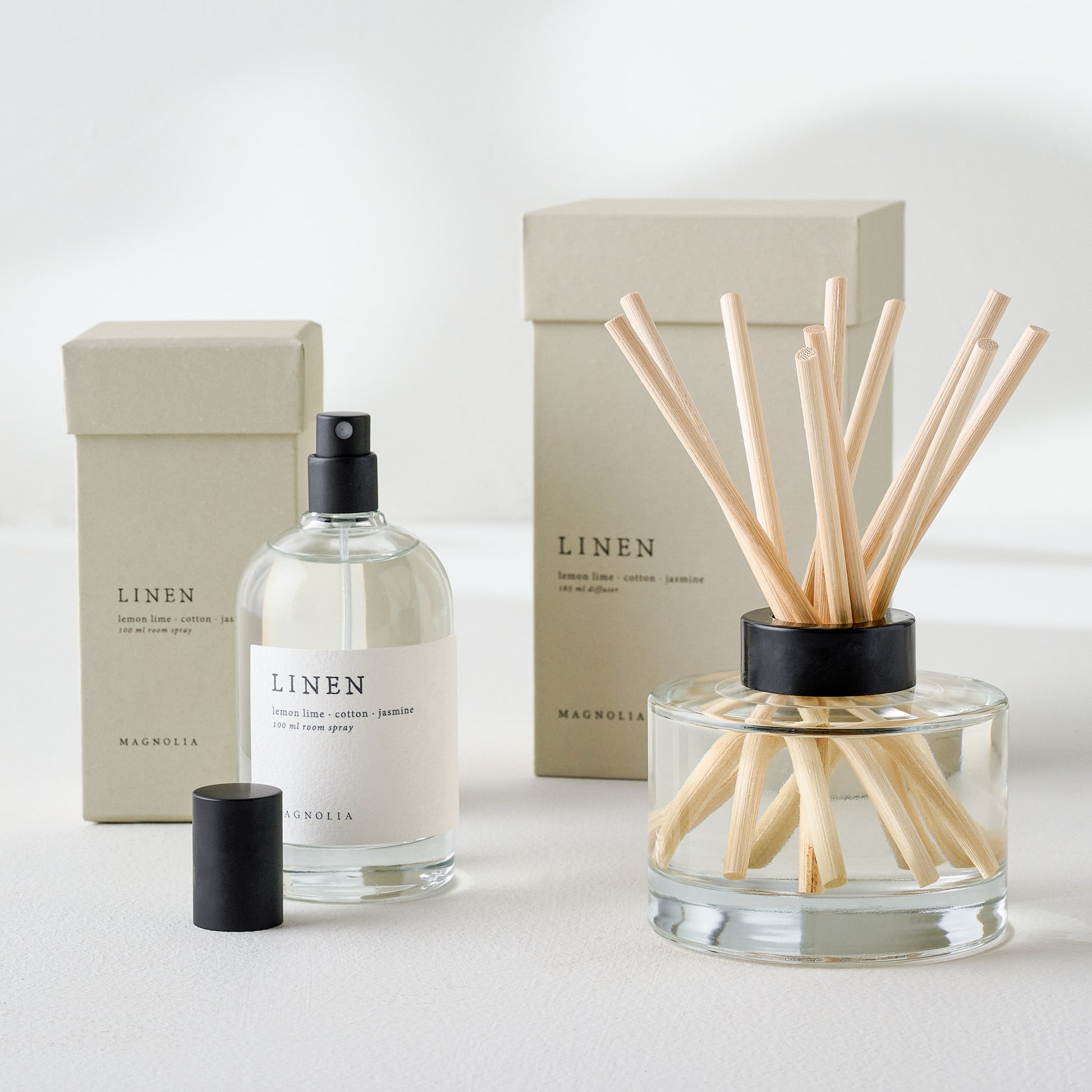 linen room spray with linen diffuser