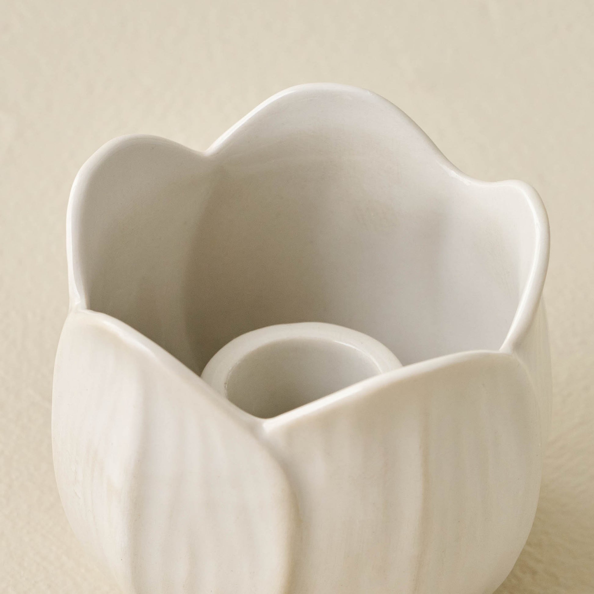 Magnolia Ceramic Taper Holder close up