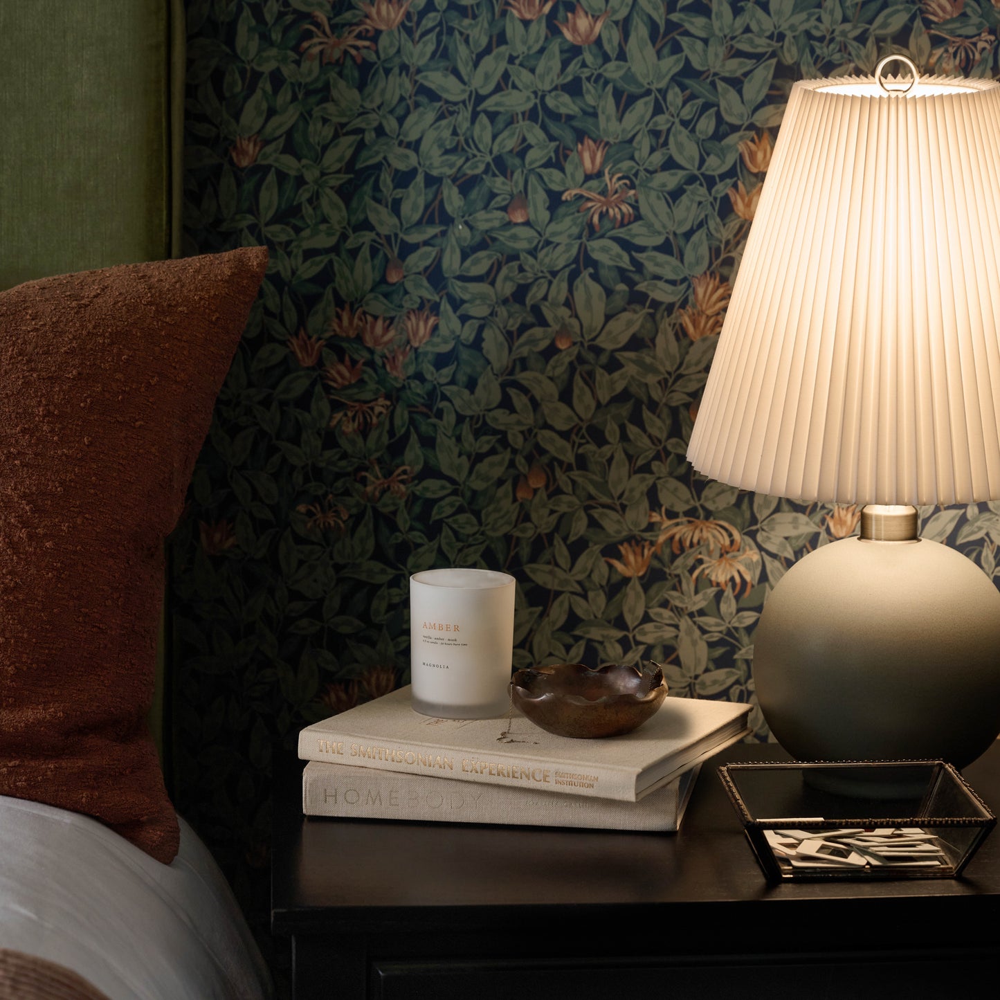 Corrie Accordion Shade Table Lamp on a nightstand