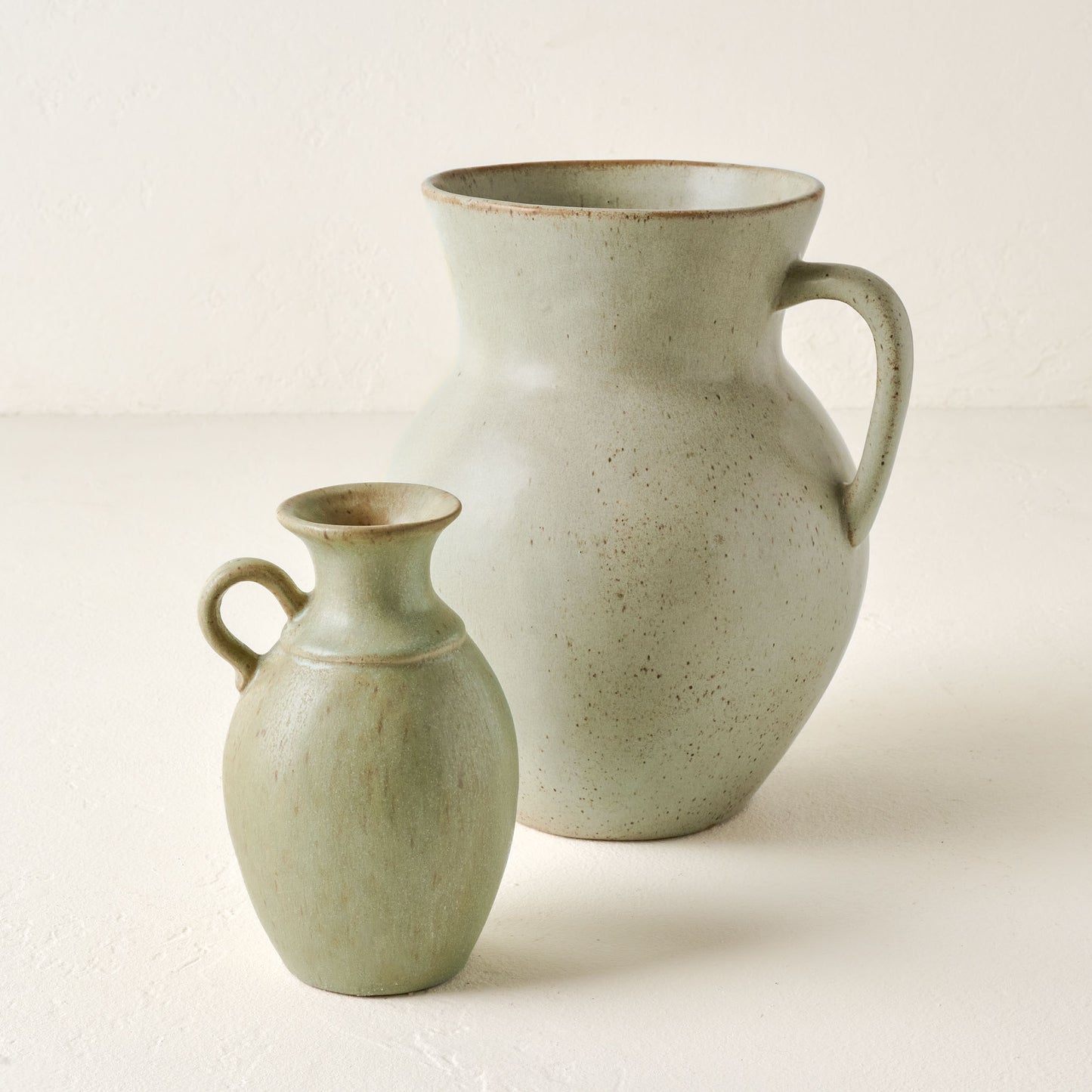 Small and Large Rustic Green Vase