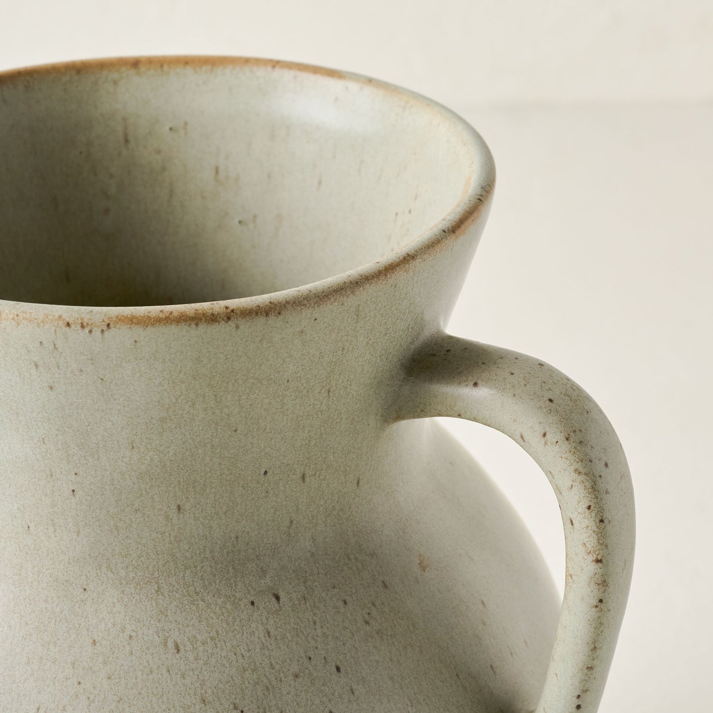 Large Rustic Green Vase top up close