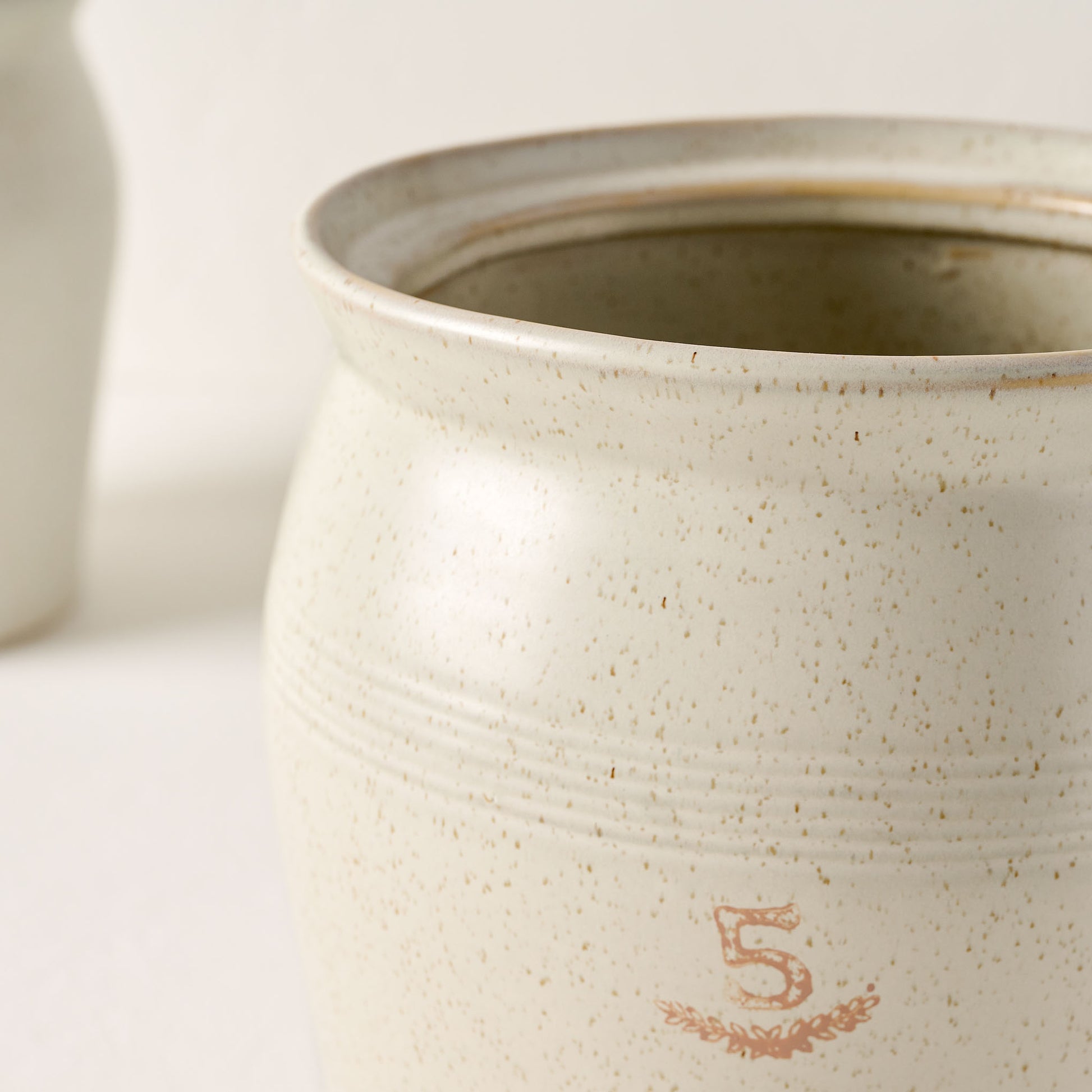 French Grey Embossed Stripe Canister large close up