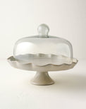 French Grey Ruffle Cake Stand with Dome