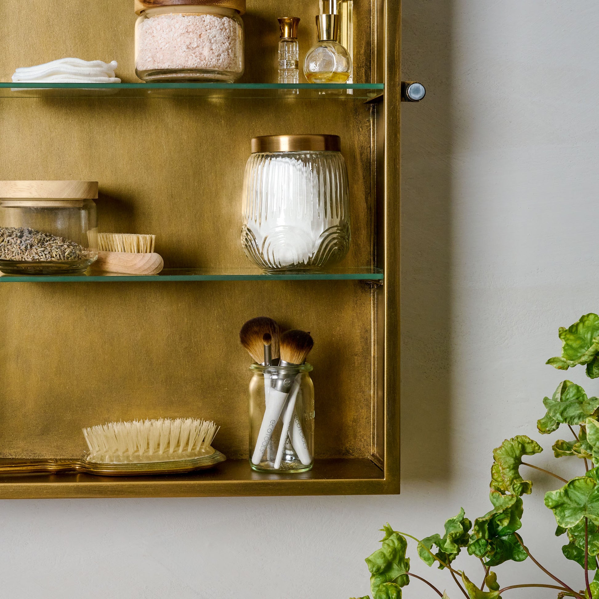 Nova Brass Medicine Cabinet inside