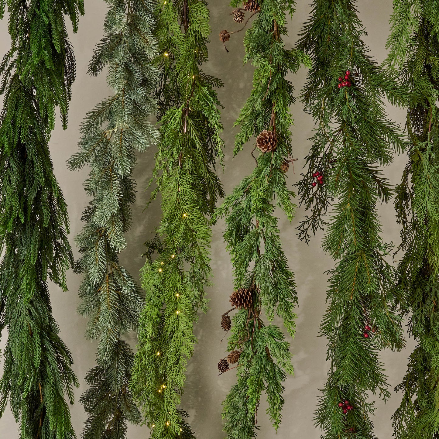 a variety of garlands