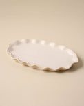 large sized ivory Ceramic tray with ruffled edge