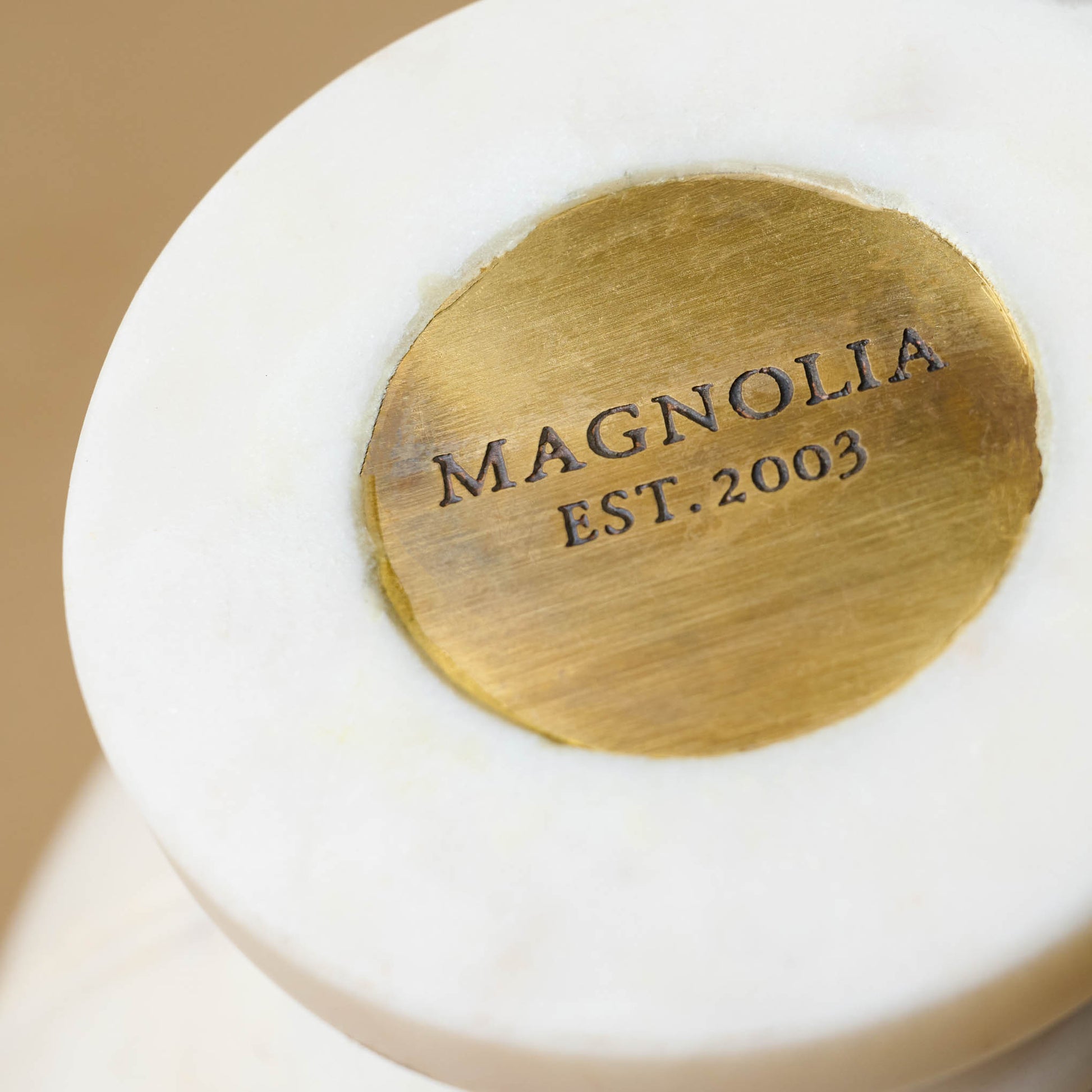 Marble Scalloped Accent Bowl magnolia logo on the bottom