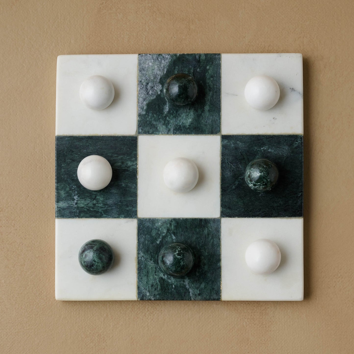 Green and White Marble Tic Tac Toe