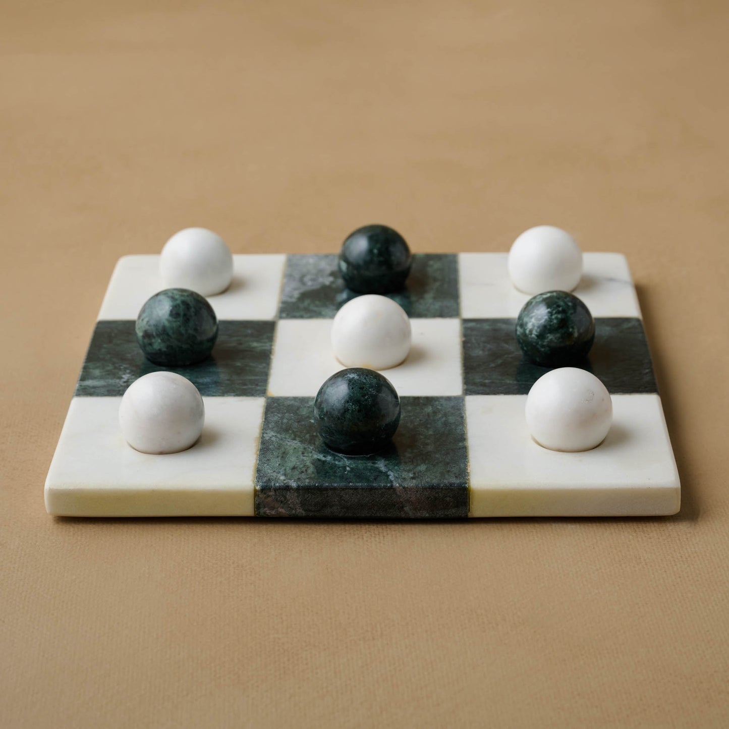 Green and White Marble Tic Tac Toe