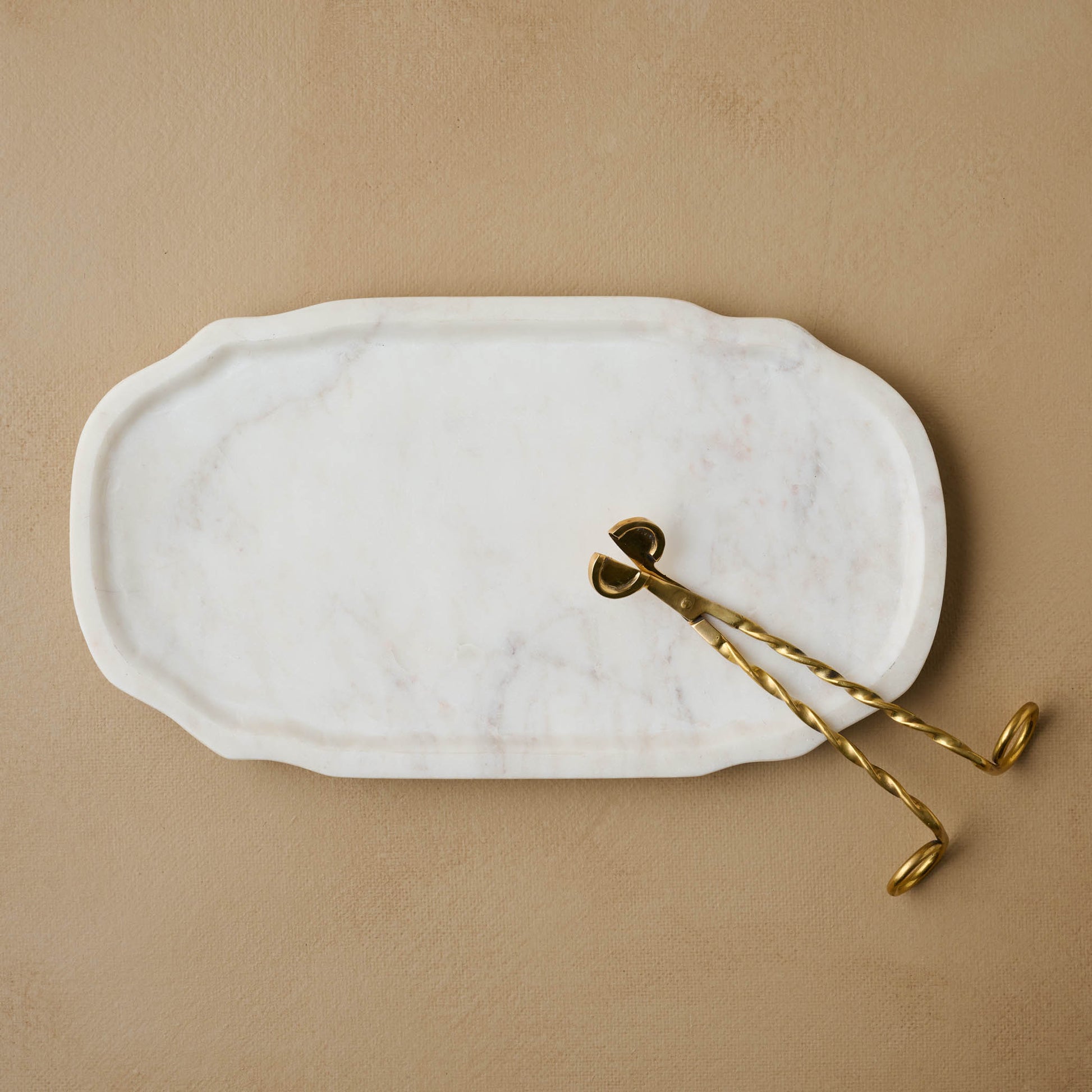 Brigitte Marble Tray with wax trimmer on top