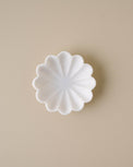 small sized white marble scalloped accent bowl
