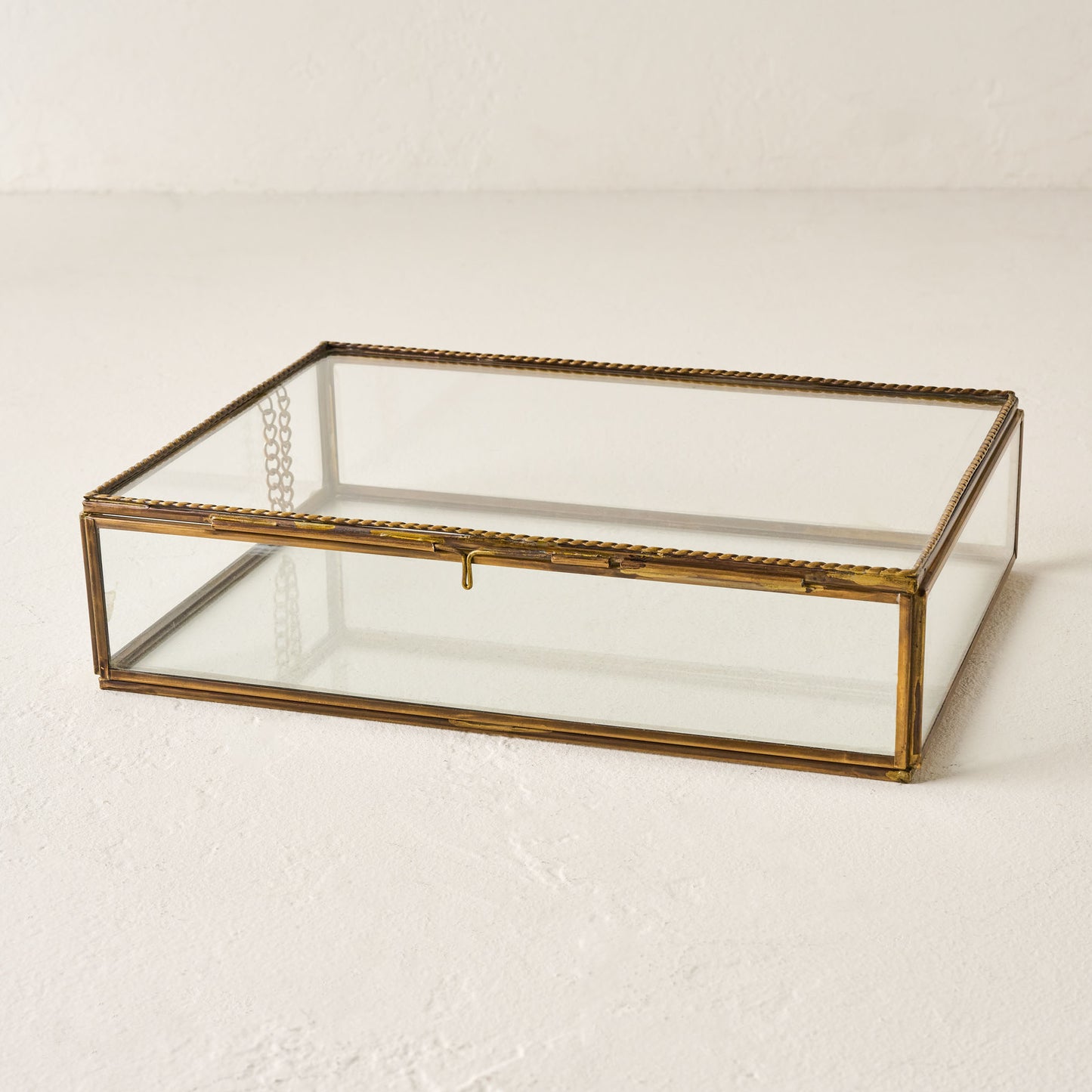 Large Rope Detail Glass Antique Box