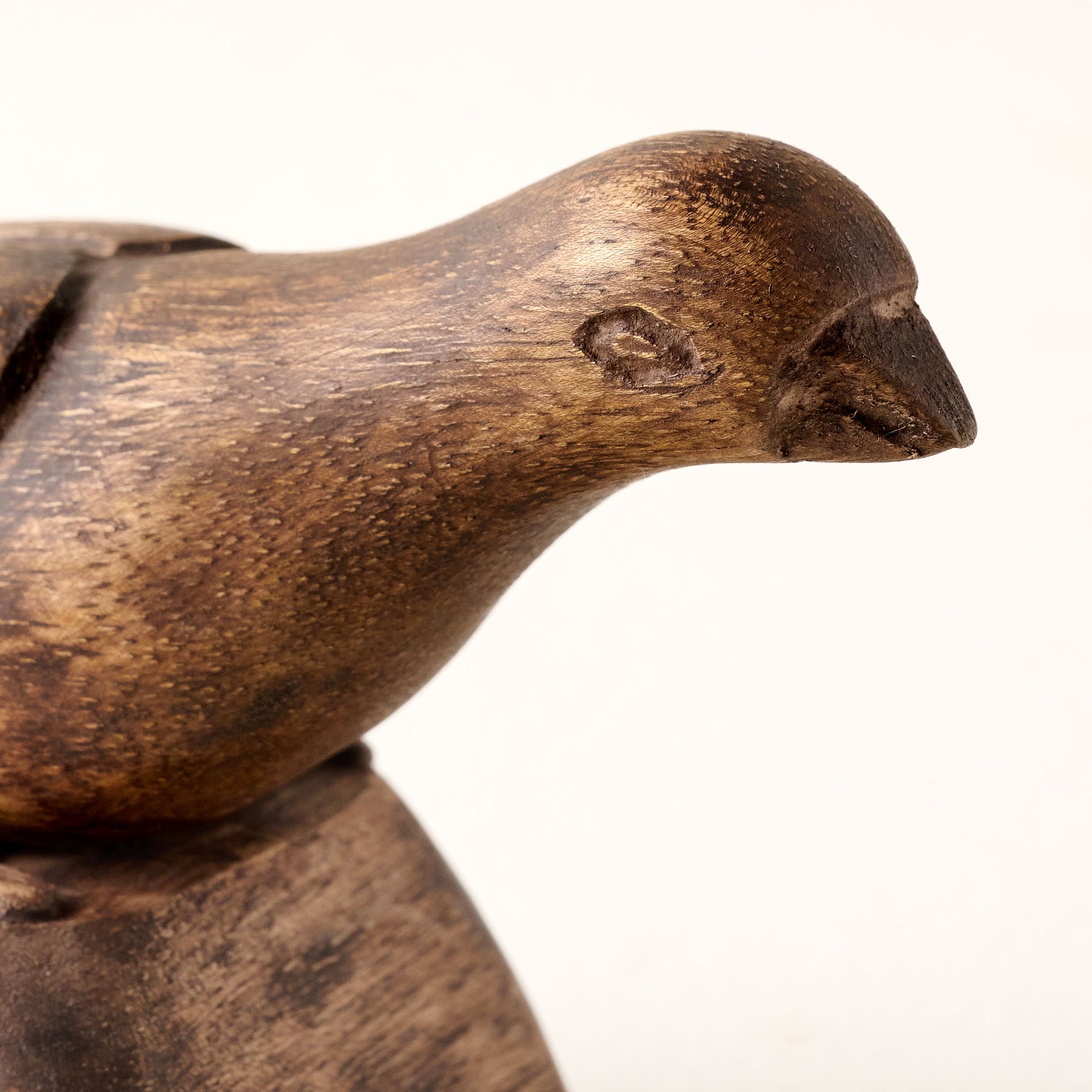 Antiqued Wood Bird Sit-About up close