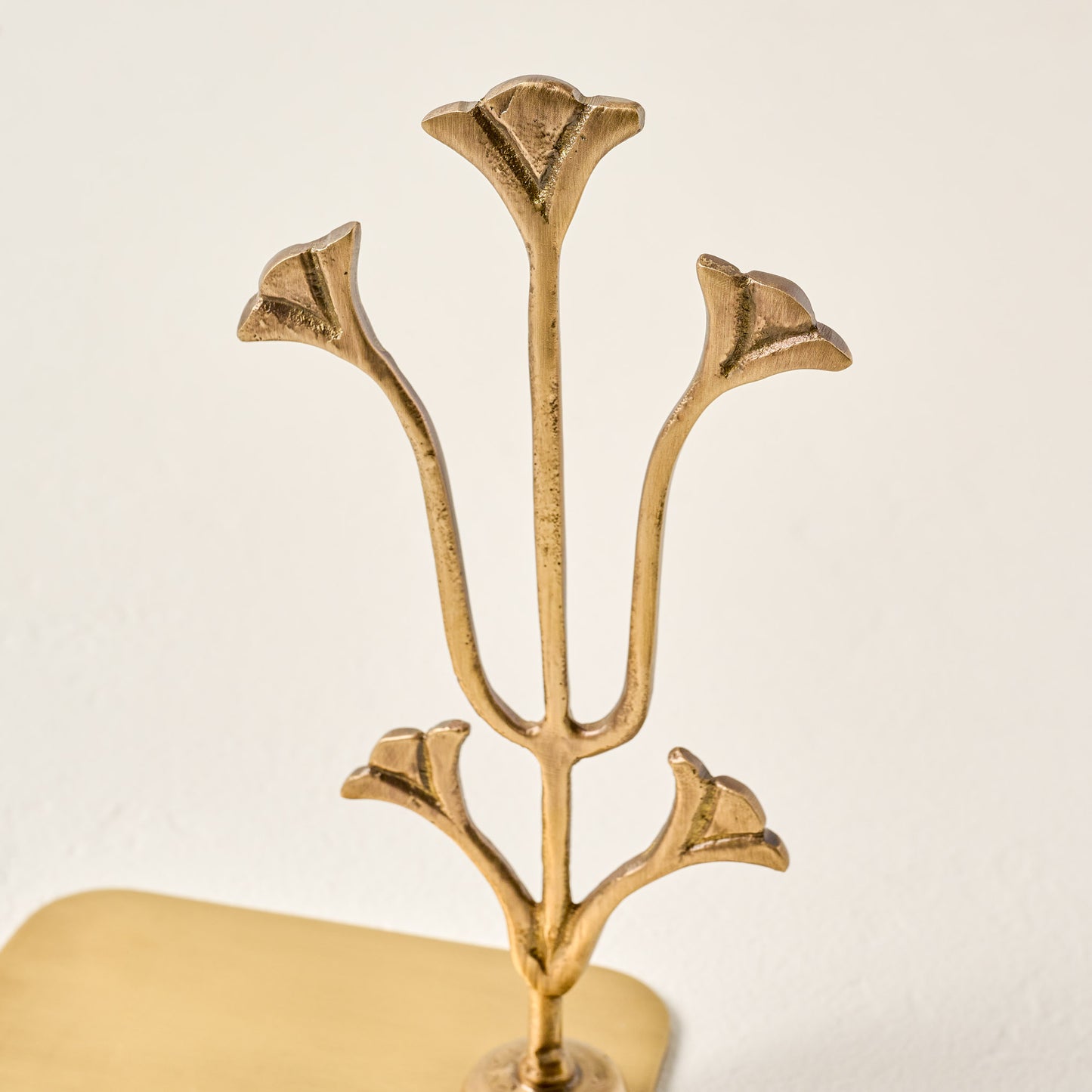 Antique Brass Tulip Bookends up close