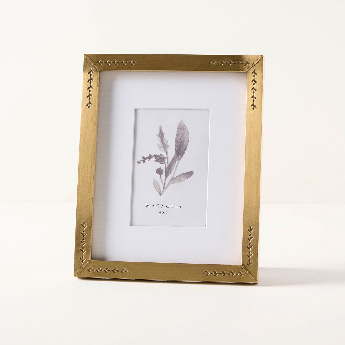 4x6 Floral Antique Brass Photo Frame