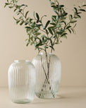 Olive Leaf Stem shown in vase with empty smaller vase nearby