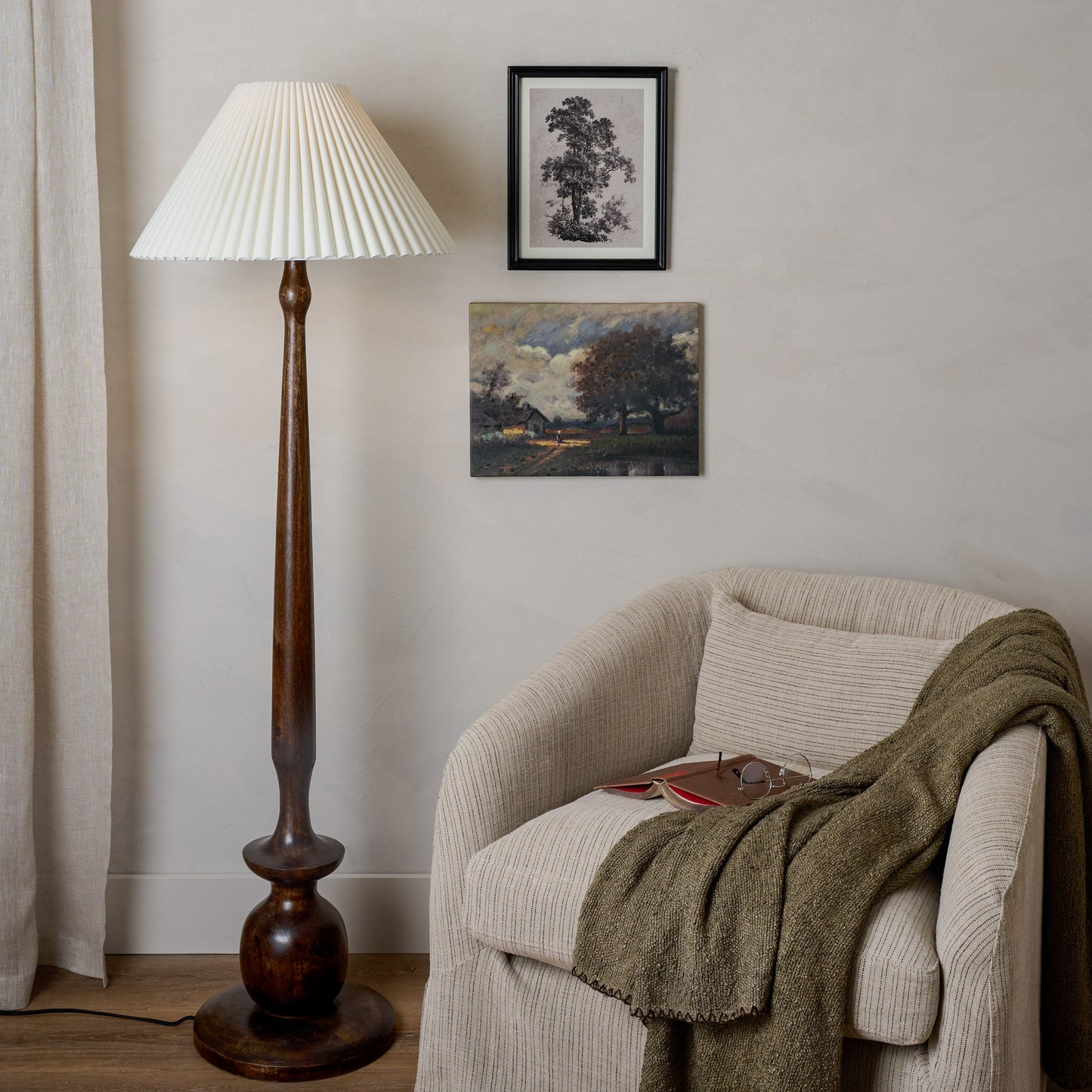 Green Remie Oversized Boucle Throw shown draped over chair