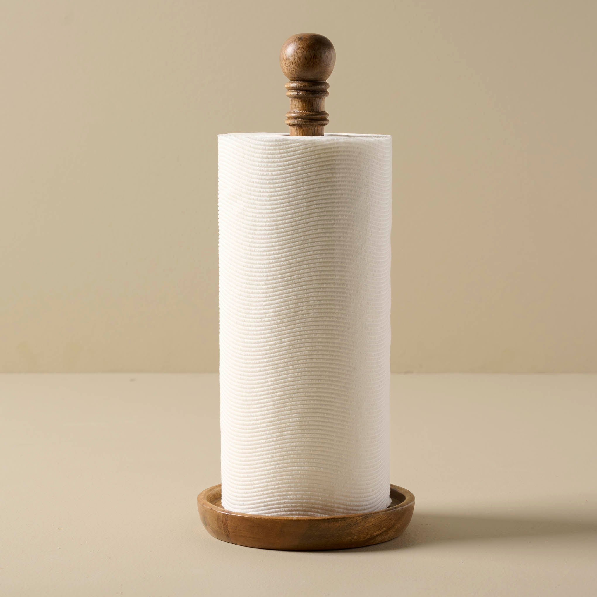 Antiqued Wood Paper Towel Holder – Magnolia - Main Image