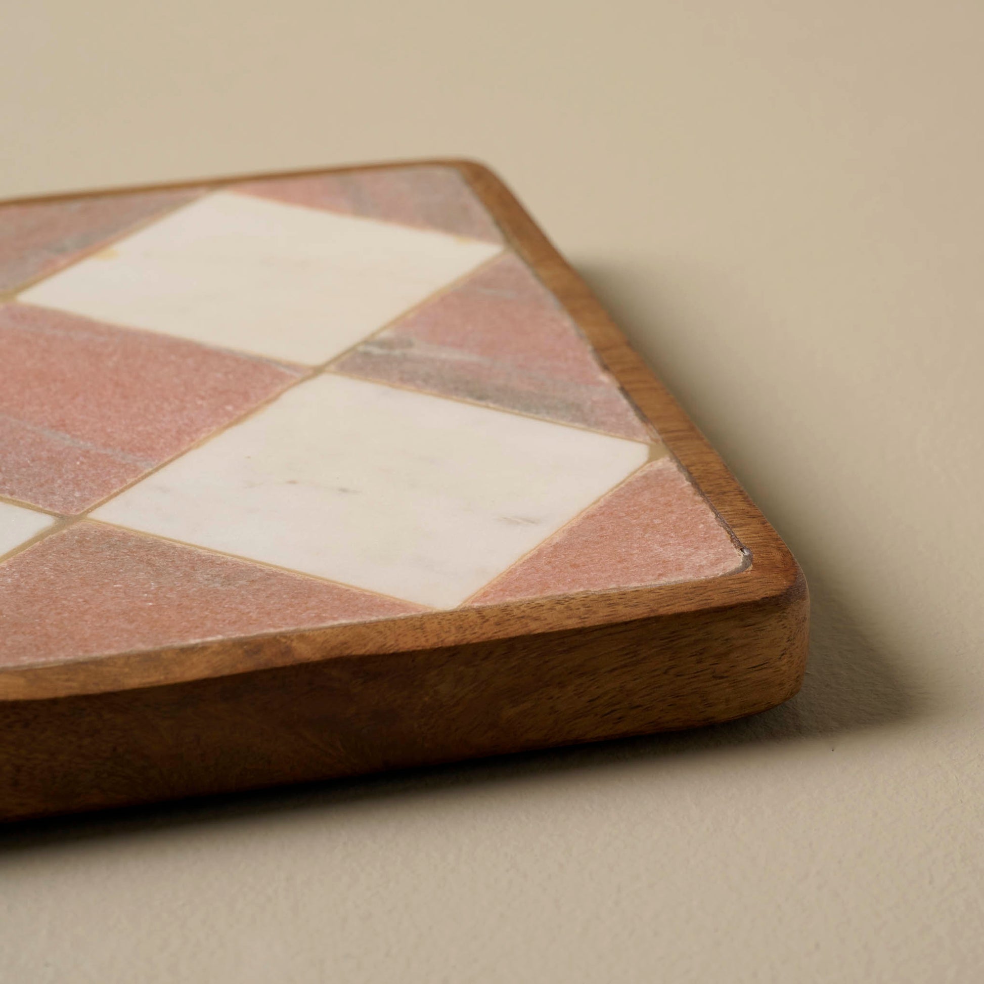Carmella Checkered Marble Trivet close up