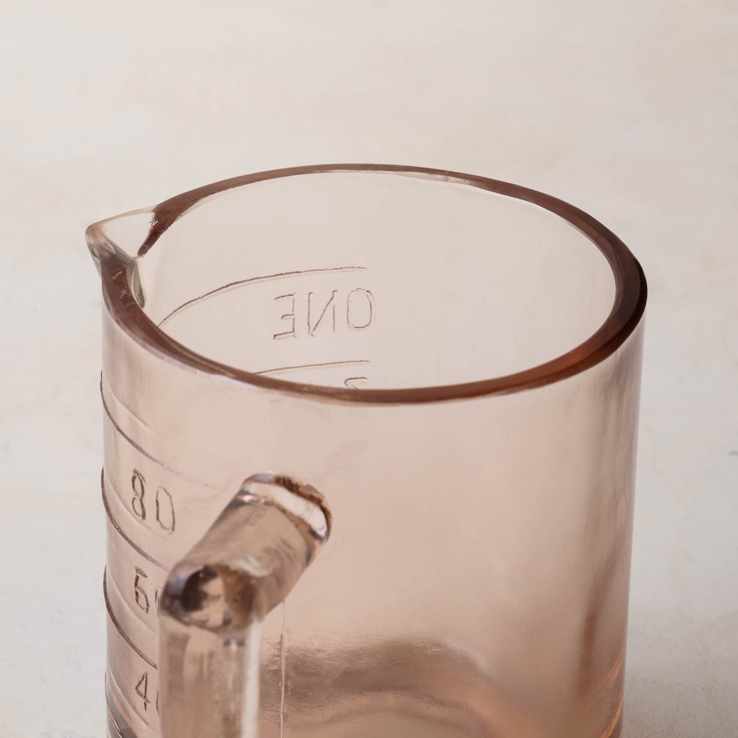 Blush One Cup Glass Measuring Cup close up